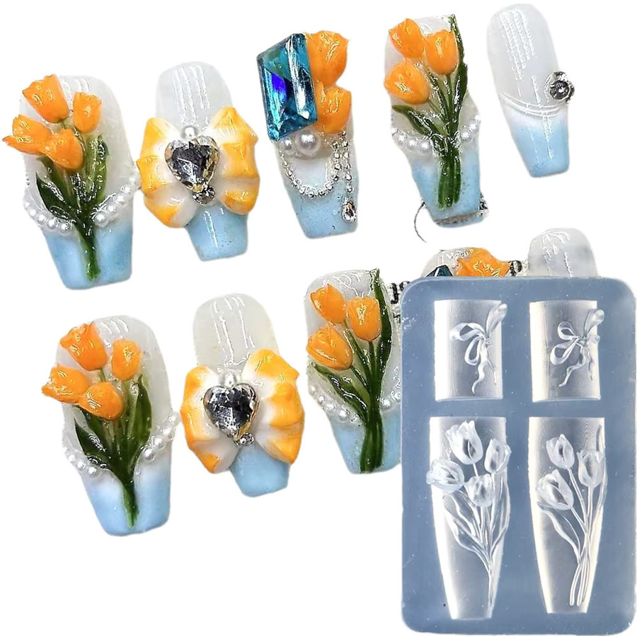 Full Beauty Tulpen-Nagelstempel, Silikonform für Nagelkunst, 3D-Prägung - Bild 5