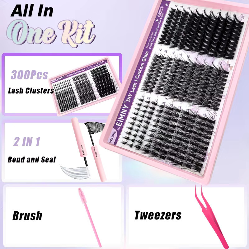 EIMNY Wimpern-Cluster-Set, 300 Stück, 10–16 mm, D-Curl, Unisex - Bild 3