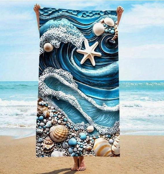 Ory Luxus Strandtuch Japanische Große Welle Blau B/H: 50 x 100 cm - Bild 1