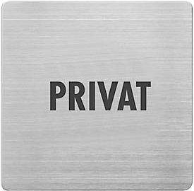 Hinweisschild Privat von Alco aus Edelstahl gebürstet in Silber-Schwarz, B: 9 cm x H: 9 cm, inkl. Selbstklebepad - Bild 1