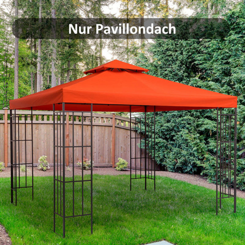 Outsunny Ersatzdach für Metallpavillon in Rostrot aus wetterfestem Polyester, B/L: 300 x 300 cm - Bild 6