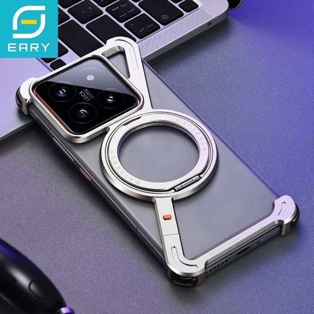 Eary Z-Form Metall-Handyhülle für Xiaomi 15 15 Pro mit magnetischem 360 Grad rotierendem Ständer und rahmenlosem Stoßfänger-Schutz - Bild 1