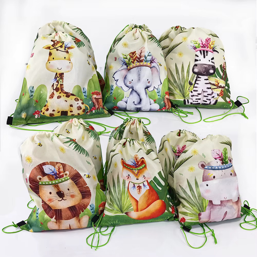 Dschungel Tier Kordelzug Taschen für Kindergeburtstag und Party, Mehrfarbig - Bild 2