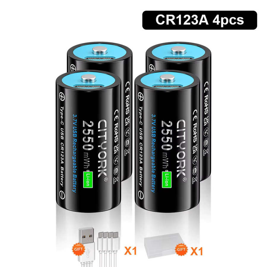 CITYORK CR123A 3,7V Li-Ionen Akku mit USB-C Anschluss, 2550mWh, Schwarz - Bild 8