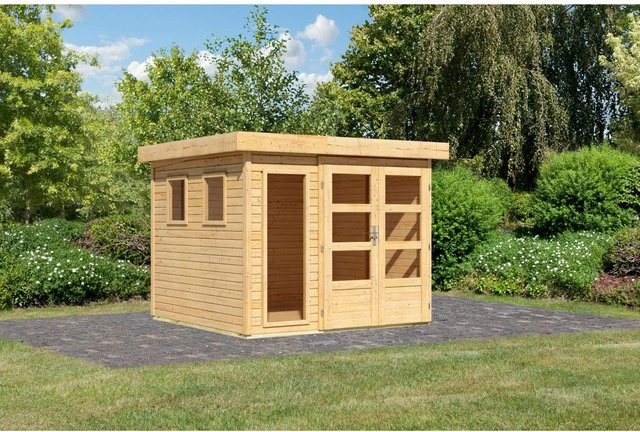 Karibu Gartenhaus Maradi 3,5 aus Massivholz Fichte in Naturbelassen, B/T/H: 211 x 238 x 242 cm - Bild 1