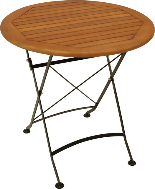DEGAMO Klapptisch HOFGARTEN rund aus Flachstahl und FSC-zertifiziertem Eukalyptus Holz, schwarz, Durchmesser: 75 cm - Bild 1