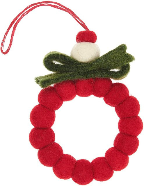 Rico Design Weihnachts-Aufhänger Kranz aus Filzkugeln in Rot und Grün - Bild 1