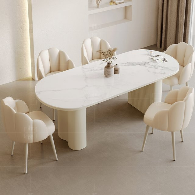 DUTRIEUX Esstisch-Set mit ovalem Tisch und Stühlen in Weiß, modernes Design für Küche und Esszimmer - Bild 1