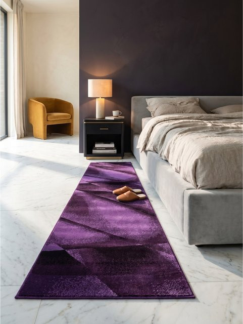Kurzflorteppich Kadima Design ASPEN, abstrakt, Violett, B: 80 cm, L: 300 cm - Bild 1