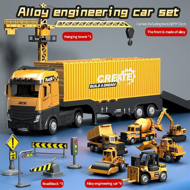 Linyi toy car Container-LKW-Set, 6-teiliges Set, Modellautos, ab 3 Jahren - Bild 1
