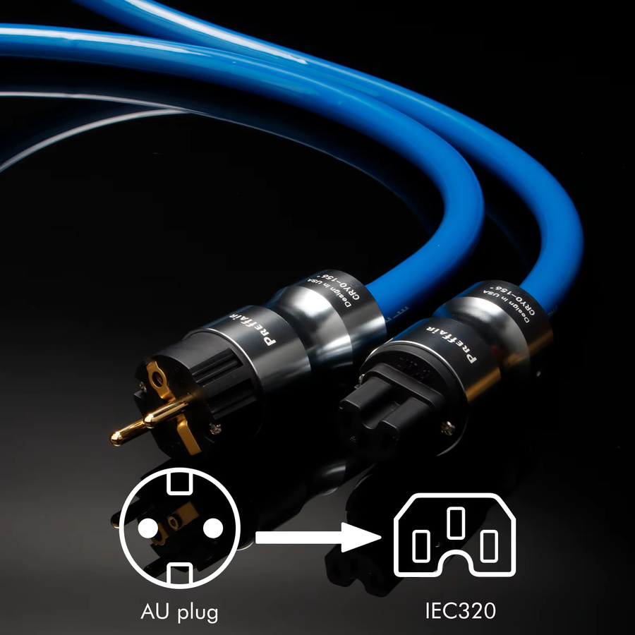 Preffair OCC Versilbertes Stromkabel mit EMV-Abschirmung, US-Stecker, HIFI EU-Version, Schuko-Netzkabel in Blau und Silber - Bild 2