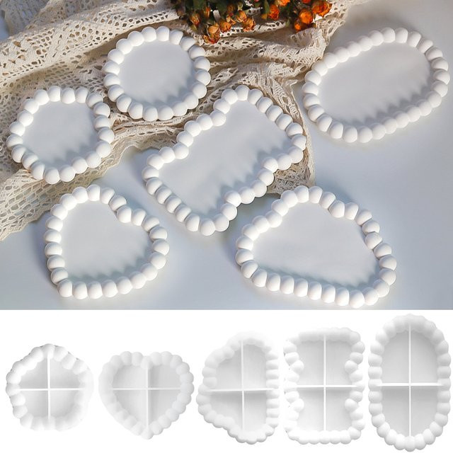 UDOCOOL Silikonform für DIY Untersetzer in Herzform, Weiß, ideal für Harz, Gips und Zement - Bild 1