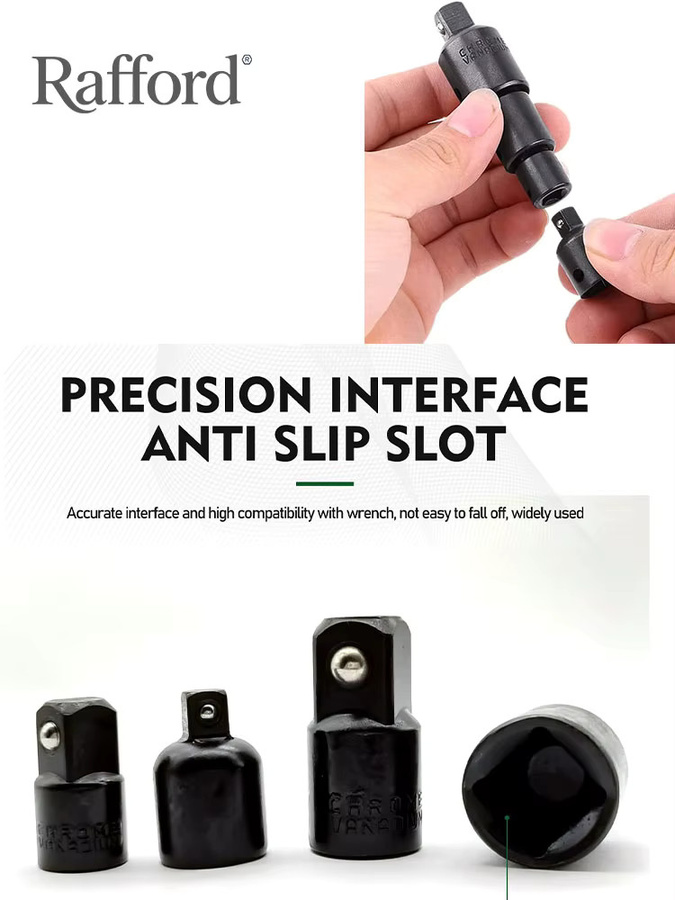 Rafford 4-teiliges Schlagschrauber-Adapter- und Reduzierstück-Set für Steckschlüssel, Schwarz - Bild 7