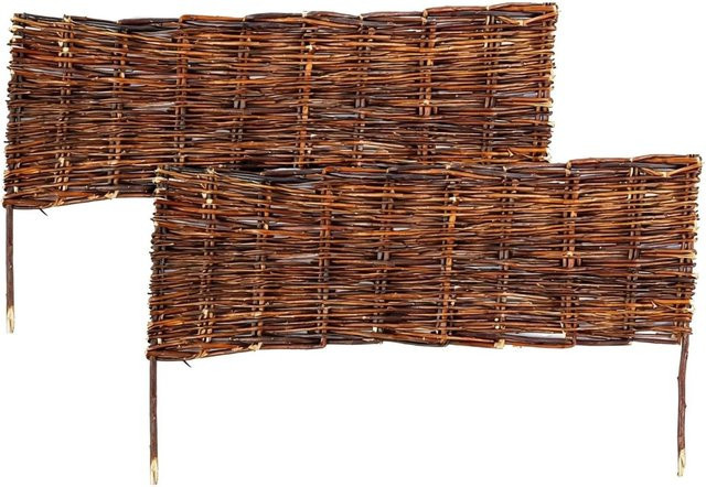 Relaxdays Beeteinfassung aus Weide in Braun, 2er Set, Steckbar für Garten, Blumenbeete und Wegeinfassungen, Höhe: 20 cm, Breite: 60 cm - Bild 1
