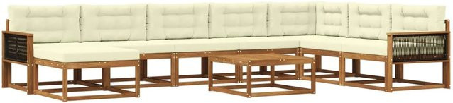 vidaXL Outdoor-Sofagarnitur aus Akazienholz mit 9 Kissen in Natur und Creme - Bild 1