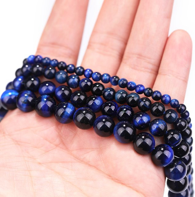 SANSWL Perlen, Blaue Tigerauge Naturstein, Bunt, Unisex - Bild 1
