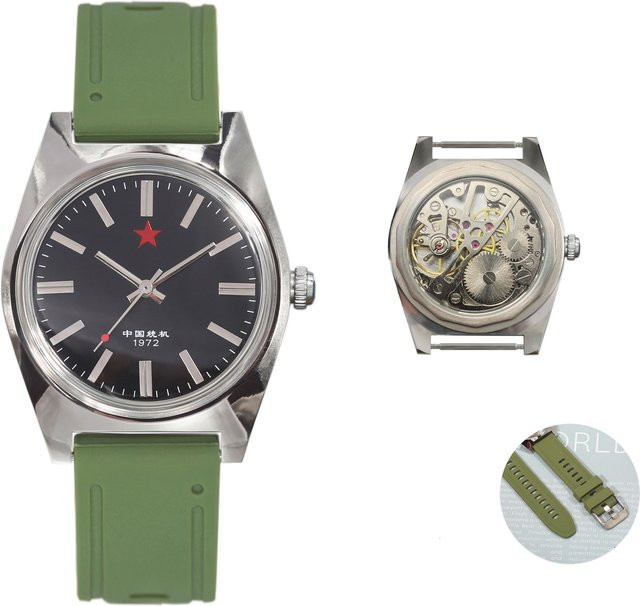 HEIMDALLR Analoguhr, Handaufzug, 36 mm, Silikon, Schwarz, Herren - Bild 1