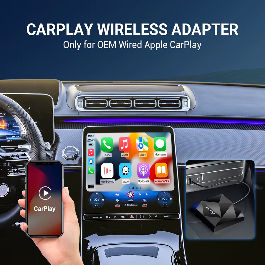 OTTOCAST U2 Air Wireless CarPlay-Adapter in Schwarz für Audi, Porsche, Benz, VW, Volvo und Toyota mit USB-C Anschluss - Bild 2