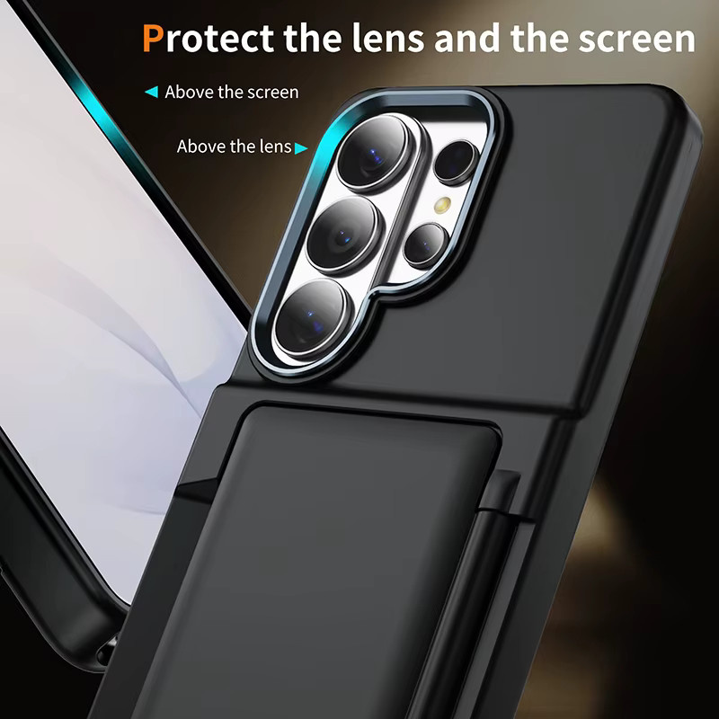 Stoßdämpfende Handyhülle mit faltbarer Klapphalterung für Samsung Galaxy S26 S25 S24 S23 Ultra in Schwarz - Bild 4