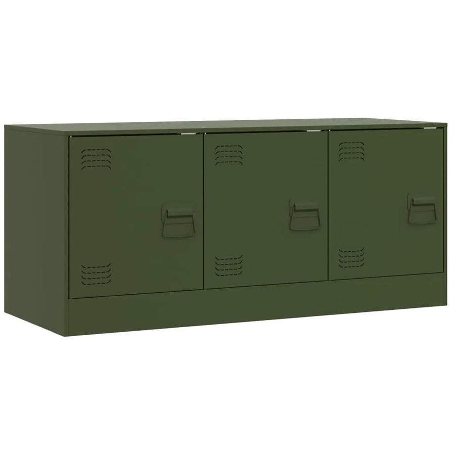 vidaXL TV-Schrank aus kaltgewalztem Stahl in Olivgrün, B/T/H: 99 x 39 x 44 cm - Bild 2