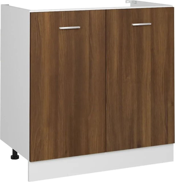 vidaXL Spülenunterschrank in Eiche Braun aus Holzwerkstoff, B/T/H: 80 x 46 x 81,5 cm - Bild 1