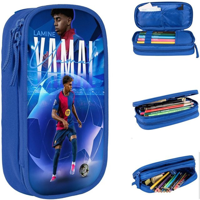 Y-Yamal Federmäppchen mit Fußball-Stern-Design in Blau aus Kunststoff - Bild 1