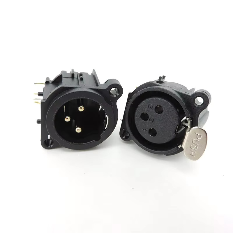 TITAK 10 Stück XLR 3-Pin Stecker und Buchsen Set, gebogener Nadelanschluss in quadratischer Form für PCB Panelmontage und Chassis, Farbe: Schwarz - Bild 4