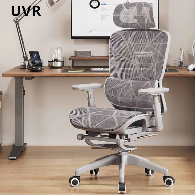 UVR Ergonomischer Mesh Bürostuhl in Grau mit Kopfstütze und Armlehnen für Gaming und Büro - Bild 2