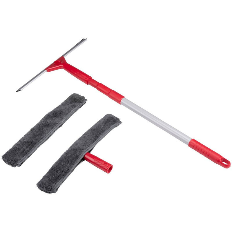 Dirt Devil Fensterreinigungs-Set mit Teleskopstange, Schaber und nachfüllbarem Kopf in Rot, Schwarz und Silber - Bild 3