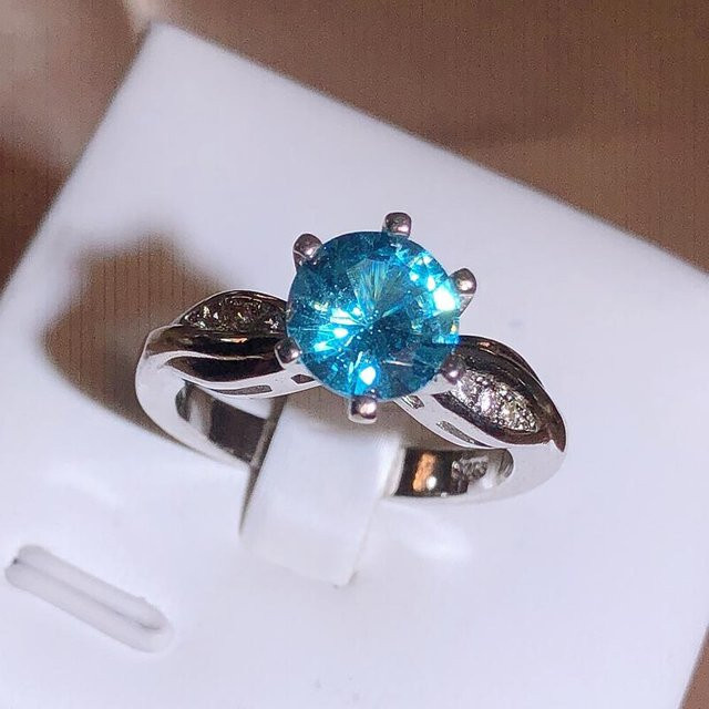 YIRAN Ring, Topas Himmelblau, Runder Zirkonia, Damen - Bild 1