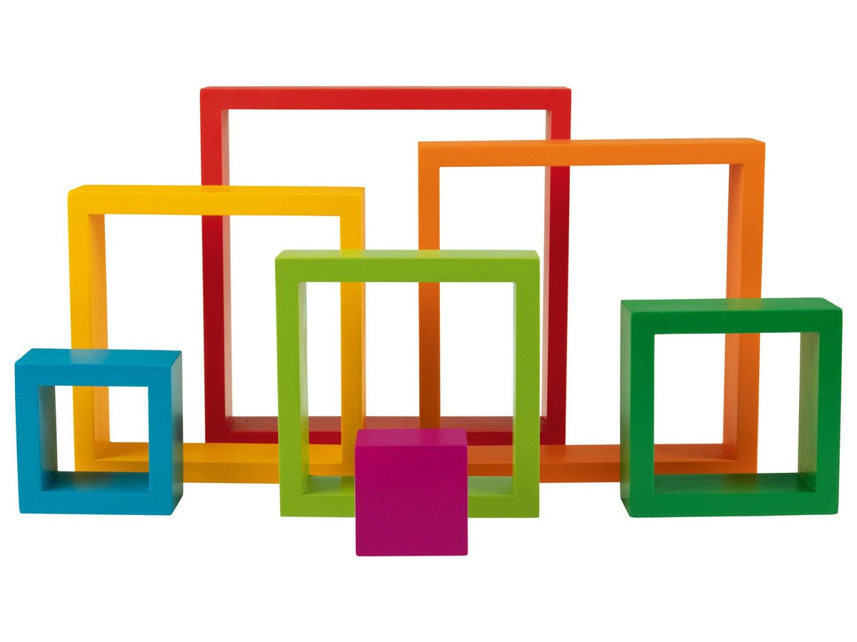 PLAYTIVE Regenbogen Montessori Holz Stapelquadrate ab 1 Jahr - Bild 3