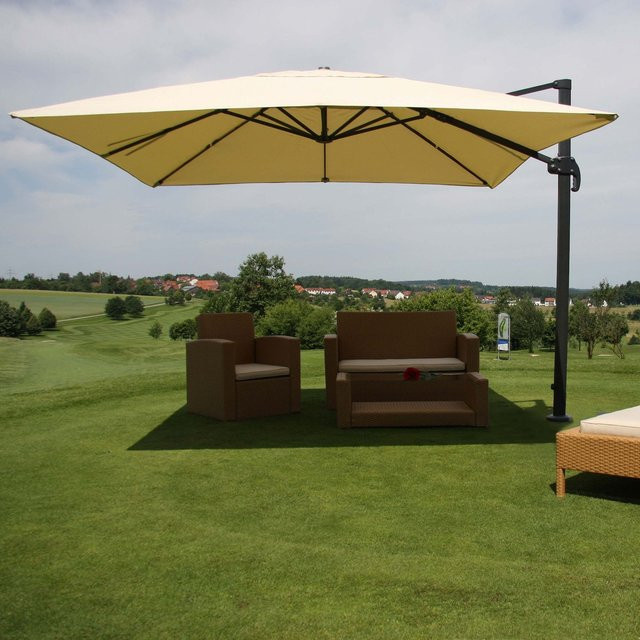 MCW Ampelschirm für Gastronomie in Beige, drehbar, Durchmesser: 4,24 m, Material: Polyester und Aluminium - Bild 1