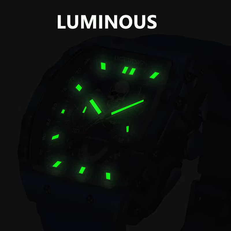 LIGE Armbanduhr Quarz, Silikonarmband, Schwarz, Herren - Bild 5
