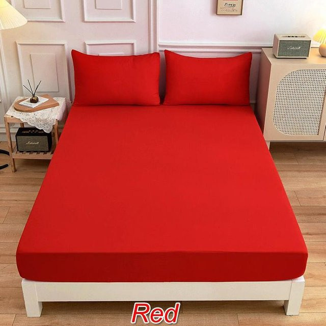 Idealife Spannbetttuch-Set aus Mikrofaser mit 2 Kissen in Rot, Taschentiefe: 30,5 cm - Bild 1
