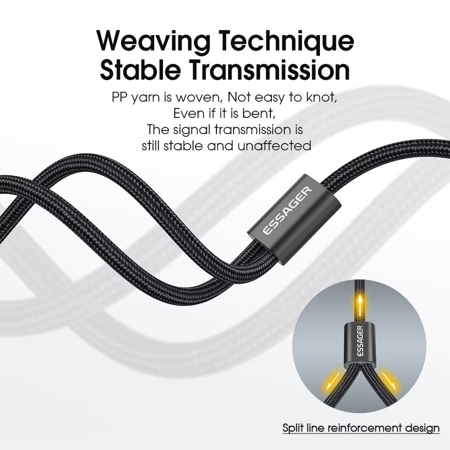Essager RCA Audio Kabel Stereo 3,5mm auf 2RCA AUX Y-Splitter Stecker auf Buchse in Schwarz und Grau - Bild 6
