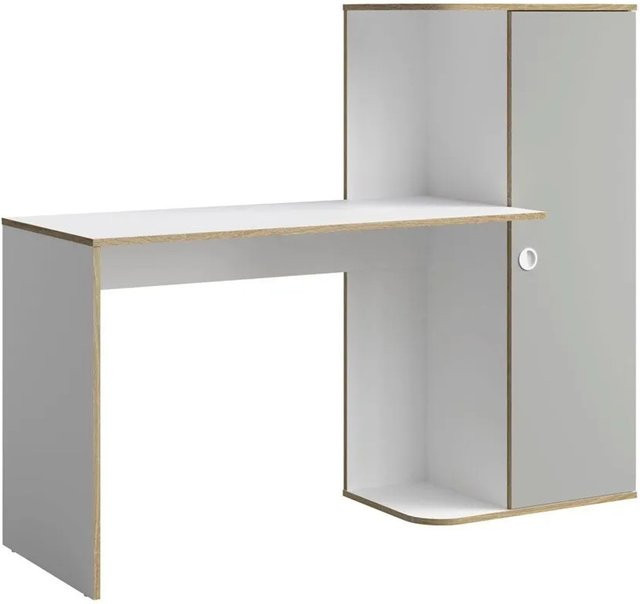 Feldmann-Wohnen Schreibtisch Pinio in Weiß und Lichtgrau, modernes Design für das Kinderzimmer, B/T/H: 160 x 53 x 128 cm - Bild 1