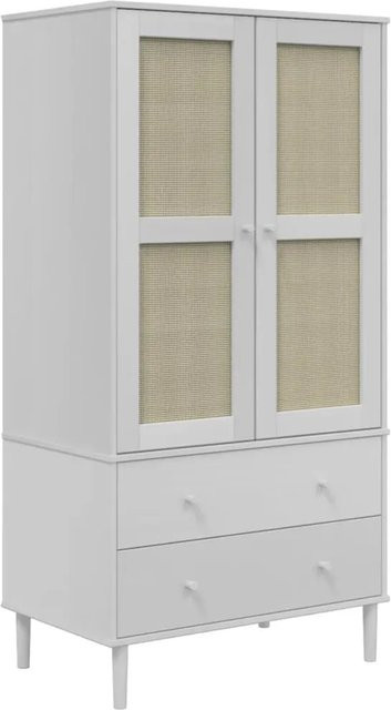 vidaXL Kleiderschrank SENJA in Weiß mit Rattan-Optik und Kiefernholz, B/T/H: 90 x 55 x 175 cm - Bild 1