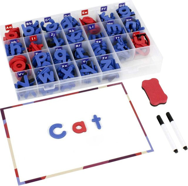 238-teiliges Magnetisches Buchstaben-Set mit ABC-Schaum-Alphabet-Magneten, doppelseitigem Magnetbrett, Stiftbrett und Aufbewahrungsbox in Multicolor - Bild 1