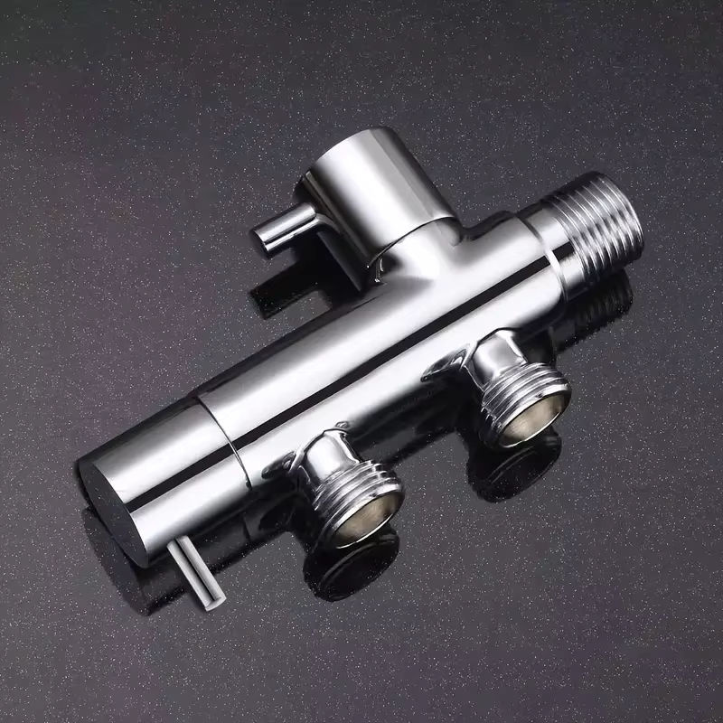 YANKE Doppelauslassventil mit Doppelschaltersteuerung aus verchromtem Metall, Eckventil für Waschmaschinen mit G1/2-Gewinde für US/EU-Sanitär - Bild 3