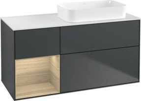 V&B Waschtischunterschrank Finion mit Wandbeleuchtung, Farbe Mattblau lackiert, B/T/H: 120 x 60 cm - Bild 1