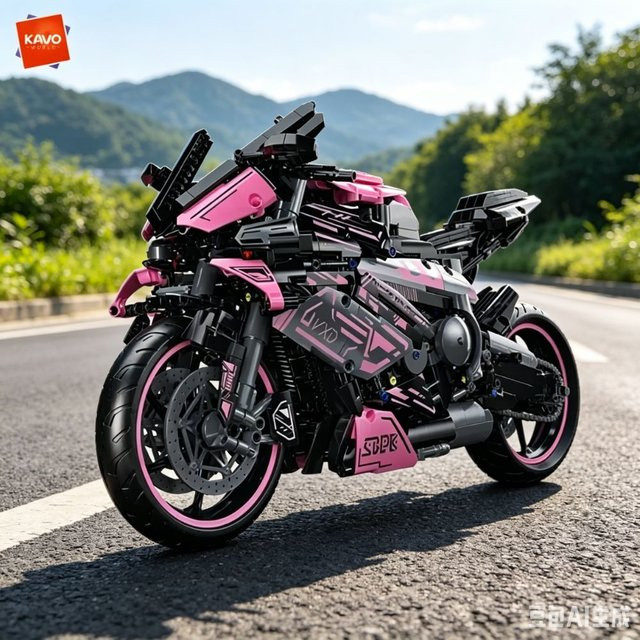 KAVOWORLD Tech MOC Motorrad-Modell, 1:5 Maßstab, Rosa, 2096 Teile - Bild 1