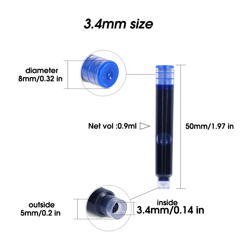 Brunnen Tintenpatronen Set mit 4 Farben, 50 Stück, Durchmesser: 2,6 mm und 3,4 mm, Schreibwaren für Schule und Büro - Bild 2