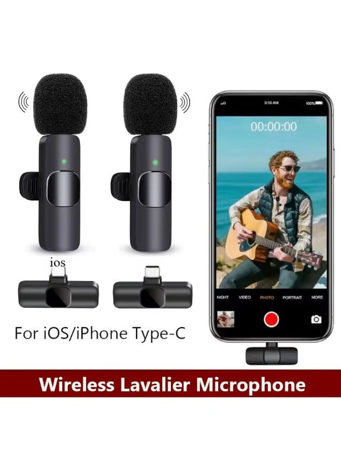 Basix Kabelloses Lavalier-Mikrofon in Schwarz für iPhone, Android und Laptop zur Audio- und Videoaufnahme via Bluetooth - Bild 6