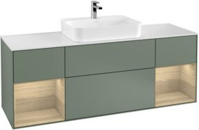 V&B Waschtischunterschrank Finion in Weiß mit Eichenregal, B/T/H: 160 x 50,1 x 50,1 cm - Bild 1