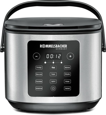 Rommelsbacher MRK 950 Multi Reiskocher in Silber, 5 Liter, 860 W, mit Warmhaltefunktion, PFAS-freier Antihaftbeschichtung und 12 Programmen