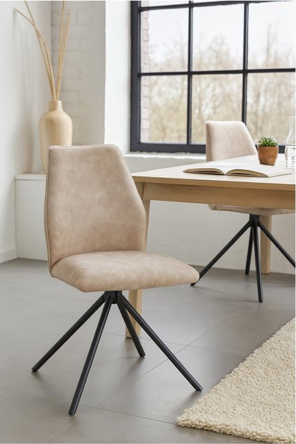 Möbel direkt online Drehstuhl Carola im 2er-Set in Schwarz mit Velour-Samtoptik und Metallgestell im Vintage-Stil - Bild 1