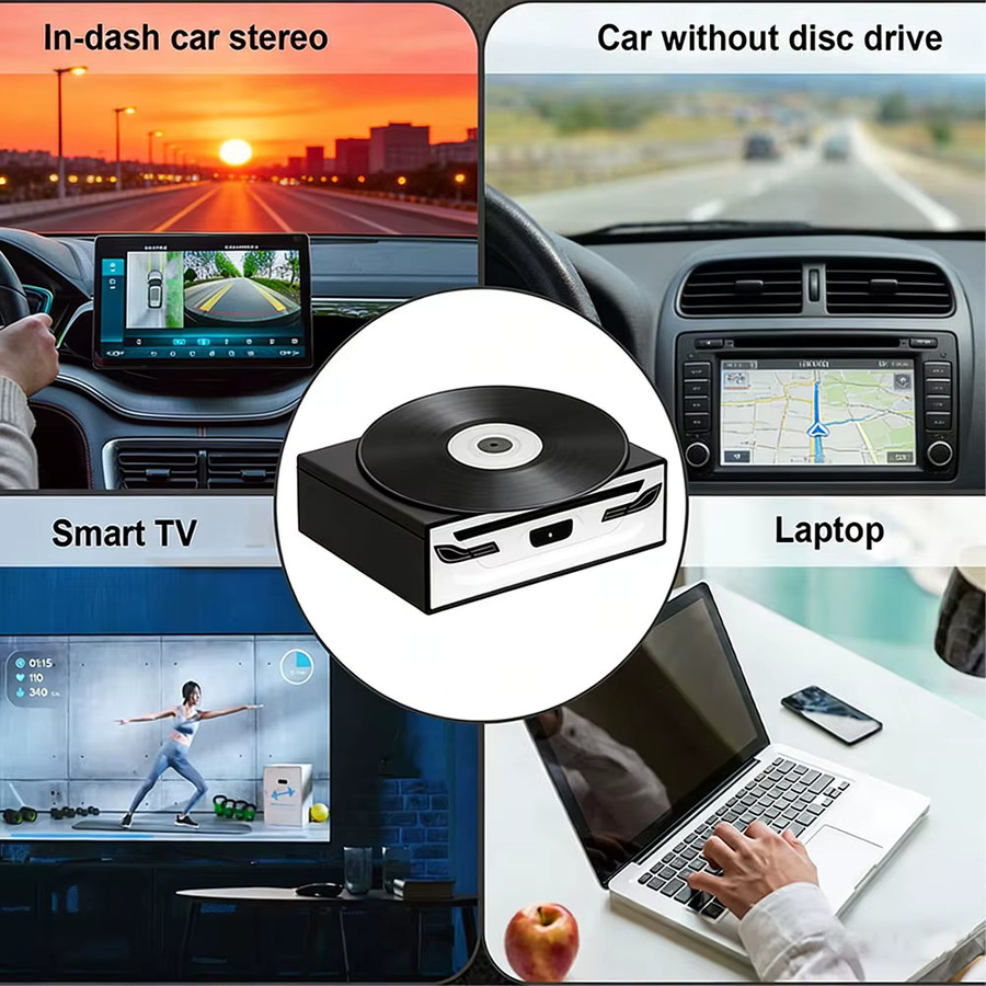 Icreative Externer USB 2.0 CD/DVD-Player mit USB-A Anschluss für Auto, Laptop, Mac und Computer - Bild 3