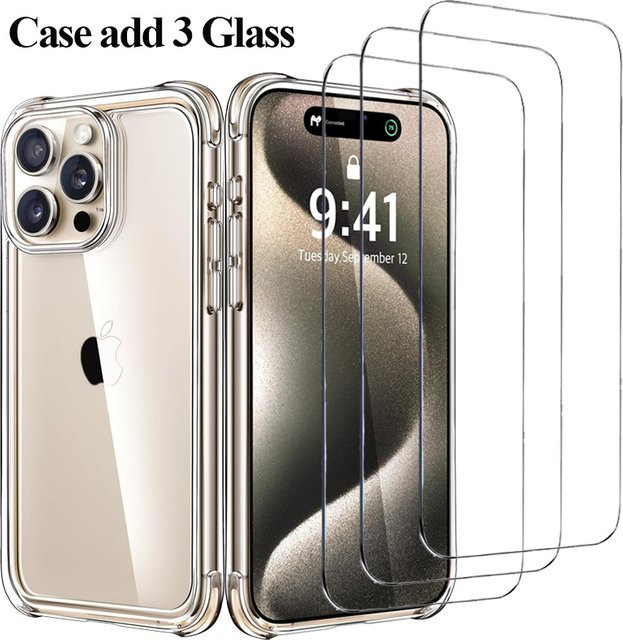 KIPNTOV Schutzset für iPhone mit 9H Glas Displayschutz und transparenter Silikonhülle - Bild 1