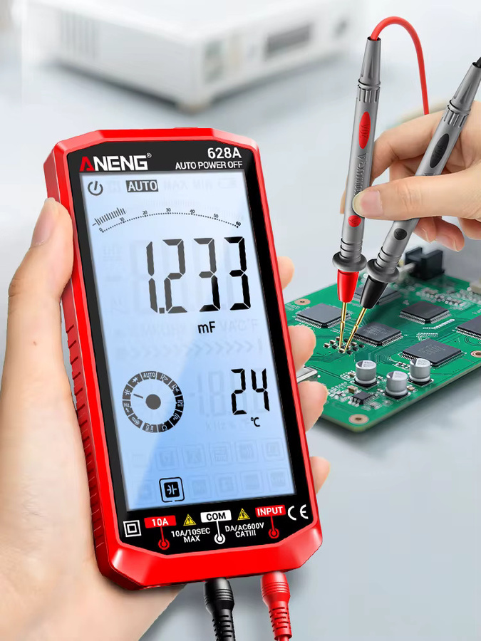 ANENG Digital-Multimeter-Tester mit hintergrundbeleuchtetem Display, wiederaufladbar, 1000 V/10 A und biegsamer Sonde, Farbe: Rot - Bild 5