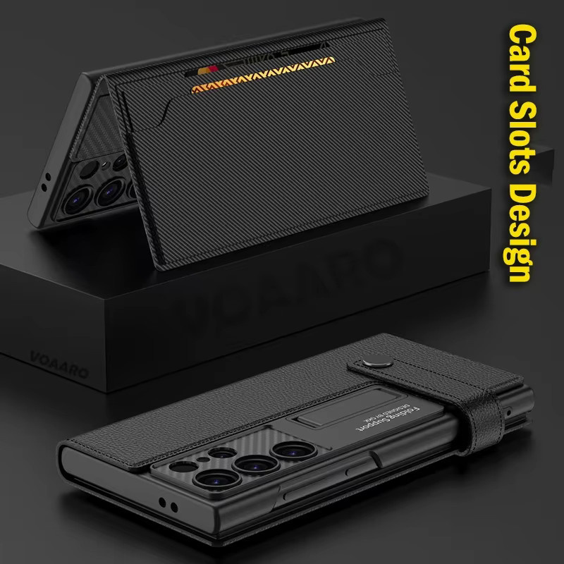 Flip-Leder-Wallet-Cover mit Kickstand und Magnetverschluss für Samsung Galaxy S26 Ultra und Samsung S25 Ultra 5G in Schwarz oder Grün - Bild 2